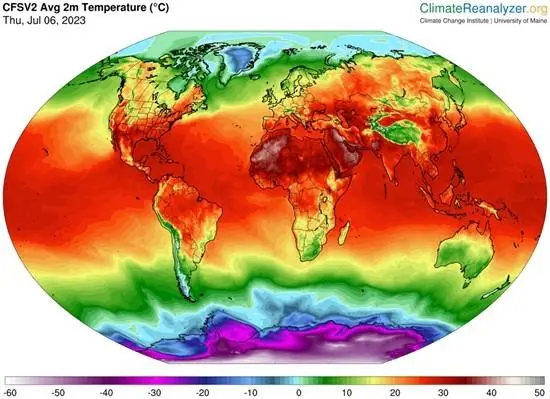 平均气温达到了17.23℃：2023年7月6日可能是地球上最热的一天